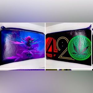 420 zip stash bag dual sided purple haze 1 of kind custom bag up-cycle material